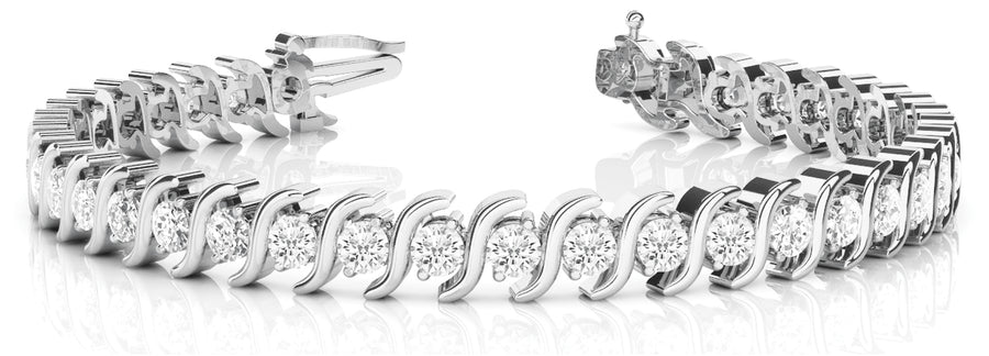 Elegant S-Link Diamond Bracelet with 1 Carat Total Weight in SI1-SI2 G-H Quality