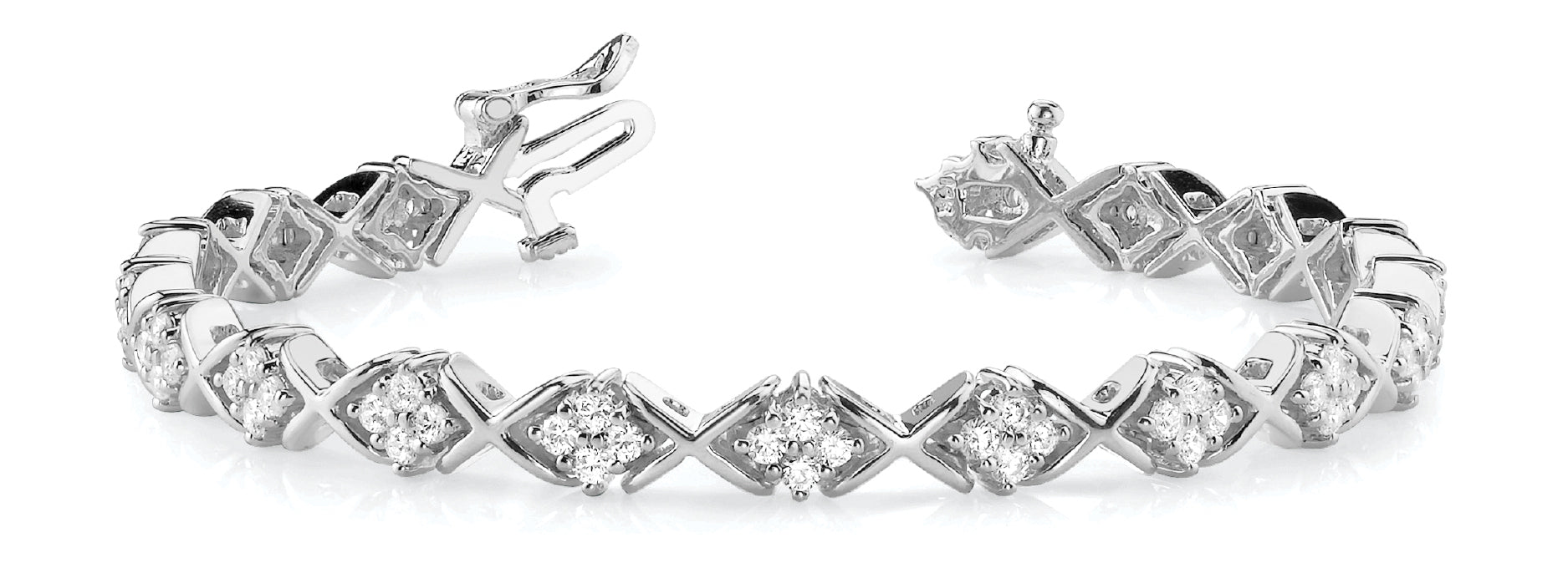 Elegant XO Line Bracelet with 3.2 Carat Total Diamond Weight, SI1-SI2 G-H Quality