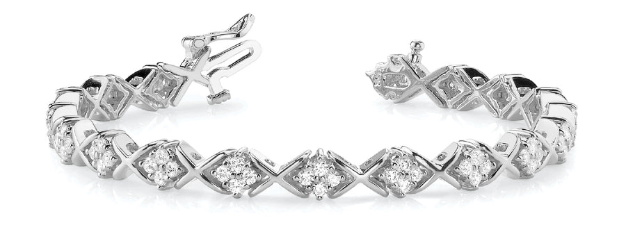 Elegant XO Line Bracelet with 3.2 Carat Total Diamond Weight, SI1-SI2 G-H Quality