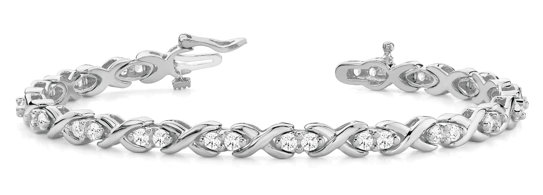 Elegant XO Line Bracelet with 1.75 Carat Total Diamond Weight, SI1-SI2 G-H Quality