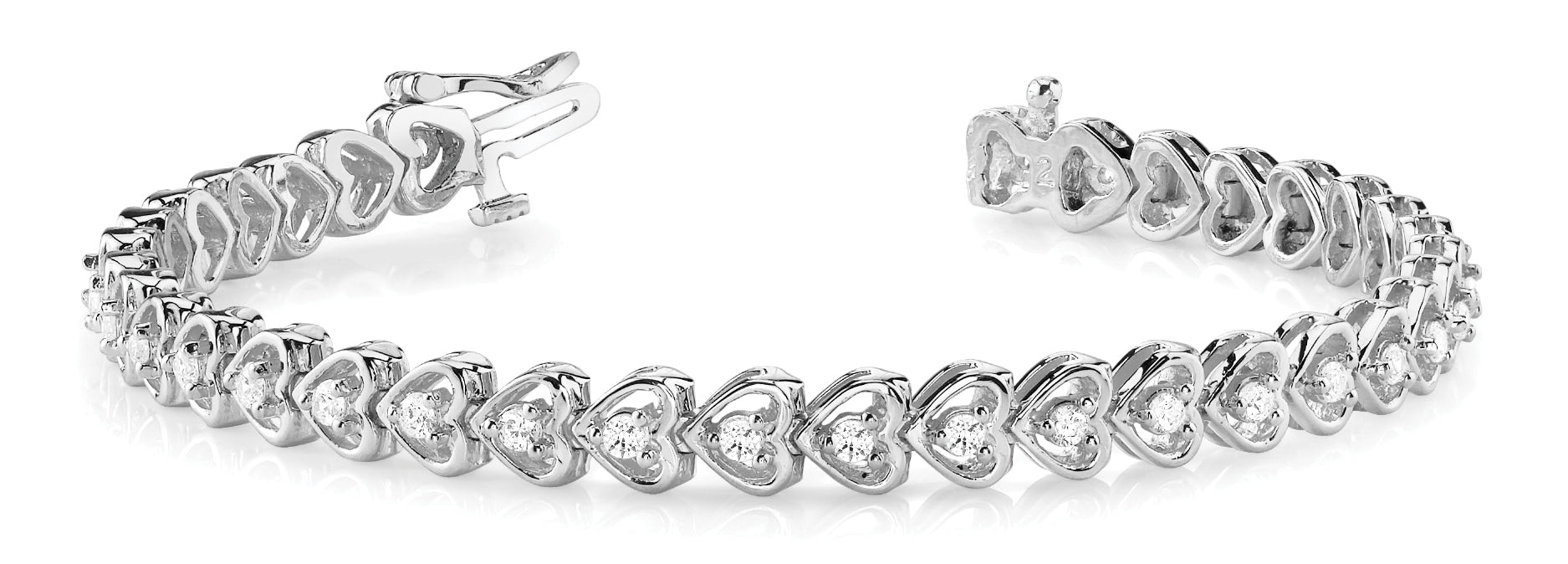 Dainty Heart Line Bracelet with 7/8 Carat Total Weight Diamonds in SI1-SI2 Clarity