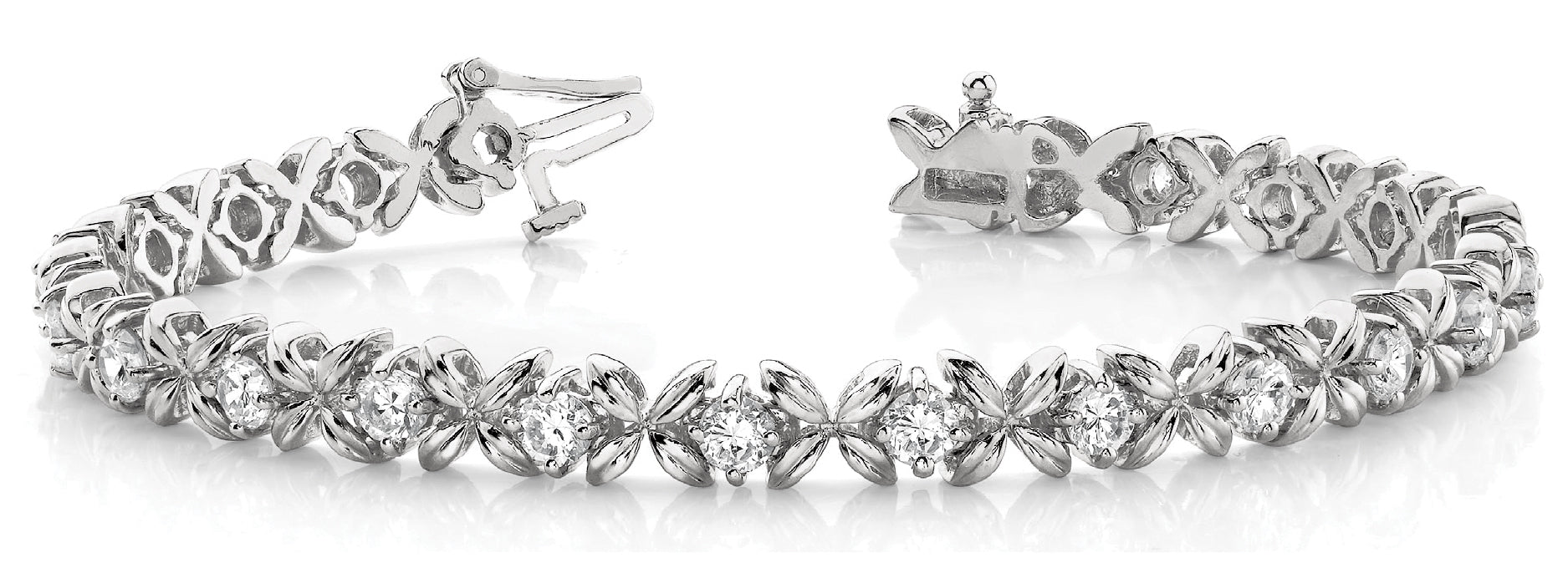Elegant XO Line Bracelet with 2 Carat Total Weight Diamonds in SI1-SI2 Clarity