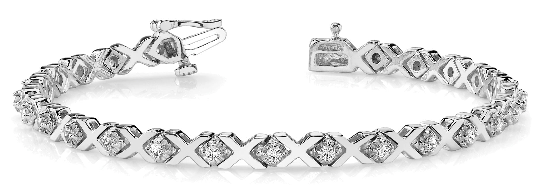 Elegant XO Line Bracelet with 1.25 Carat Total Weight Diamonds, SI1-SI2 G-H Quality