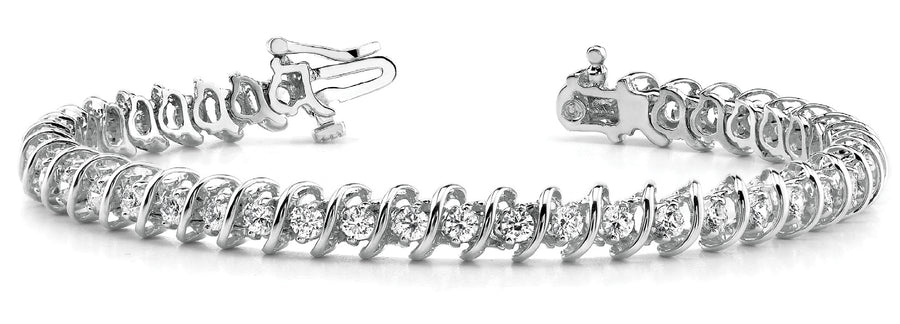 Elegant S-Link Diamond Bracelet with 1 Carat Total Weight in G-H SI1-SI2 Quality