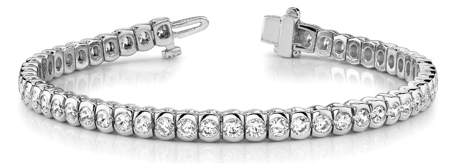 Elegant Bezel-Set Diamond Bracelet with 5.94 Carat Total Weight in G-H SI1-SI2 Quality