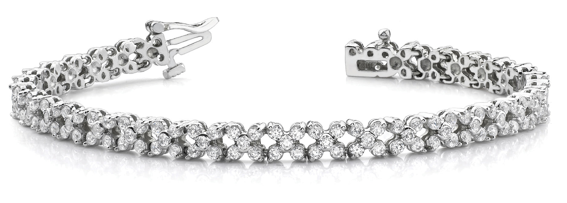 Six Carat Total Weight Diamond Cluster Link Bracelet with SI1-SI2 G-H Stones