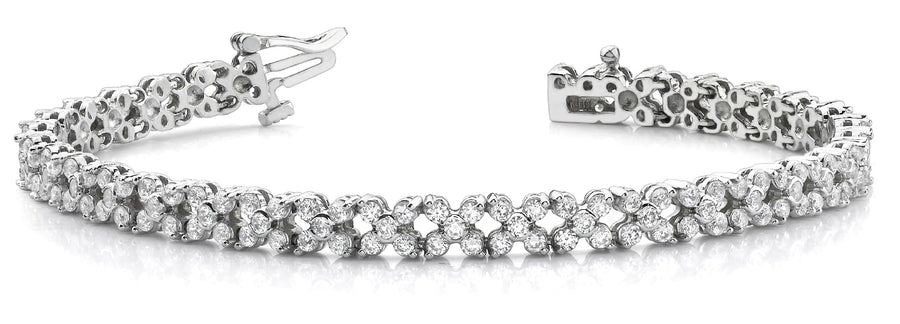 Six Carat Total Weight Diamond Cluster Link Bracelet with SI1-SI2 G-H Stones