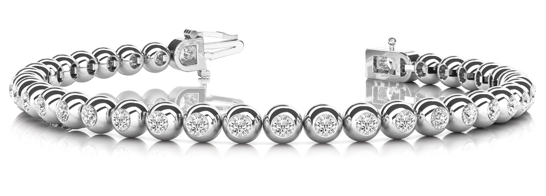 Elegant Bezel-Set Diamond Bracelet with 2 Carat Total Weight in G-H SI1-SI2 Quality