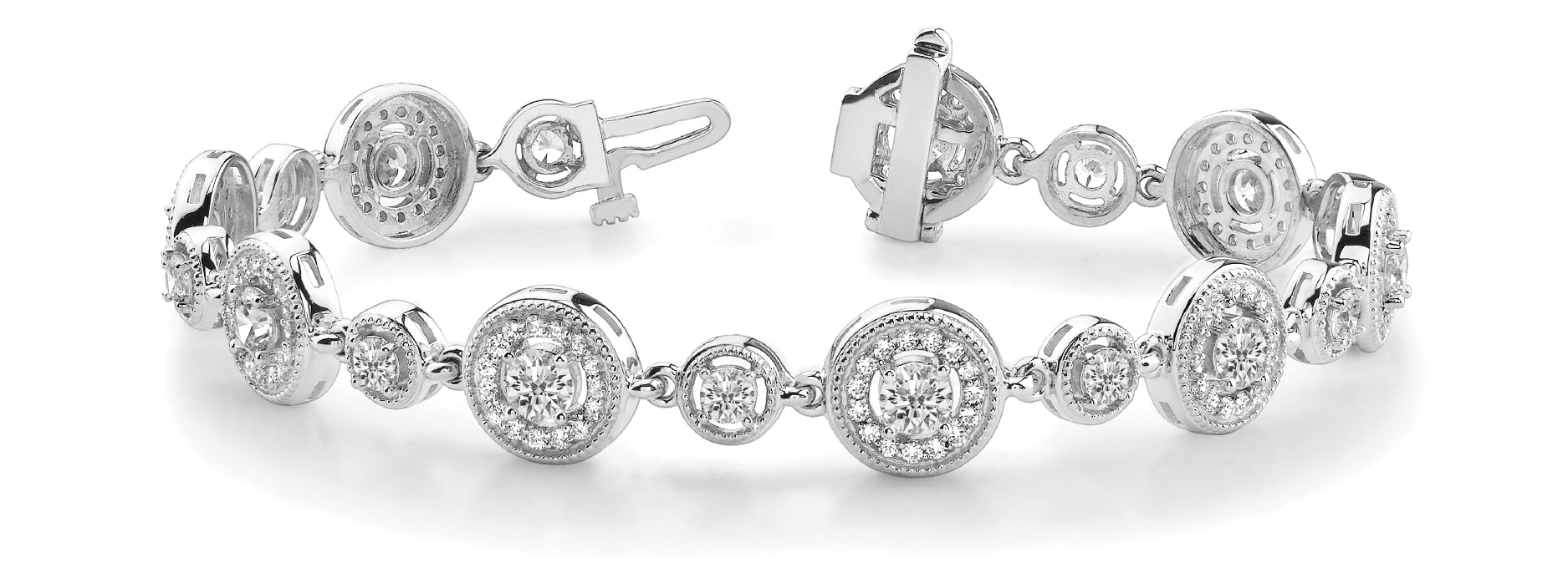 Vintage-Inspired Diamond Bracelet with 4.5 Carat Total Weight SI1-SI2 G-H Diamonds