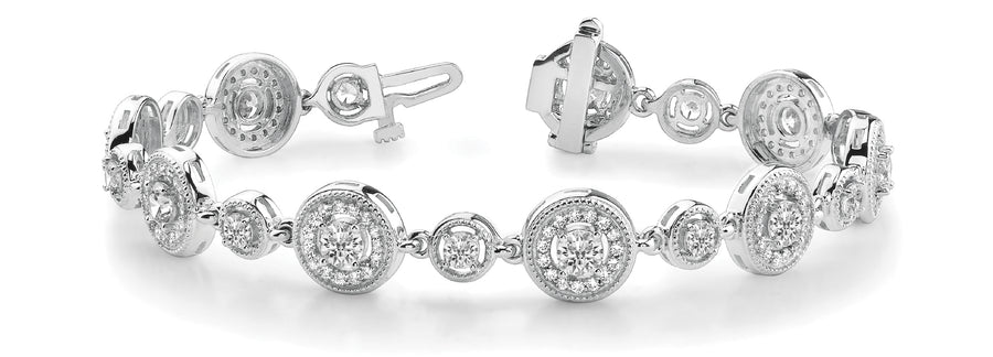 Vintage-Inspired Diamond Bracelet with 4.5 Carat Total Weight SI1-SI2 G-H Diamonds