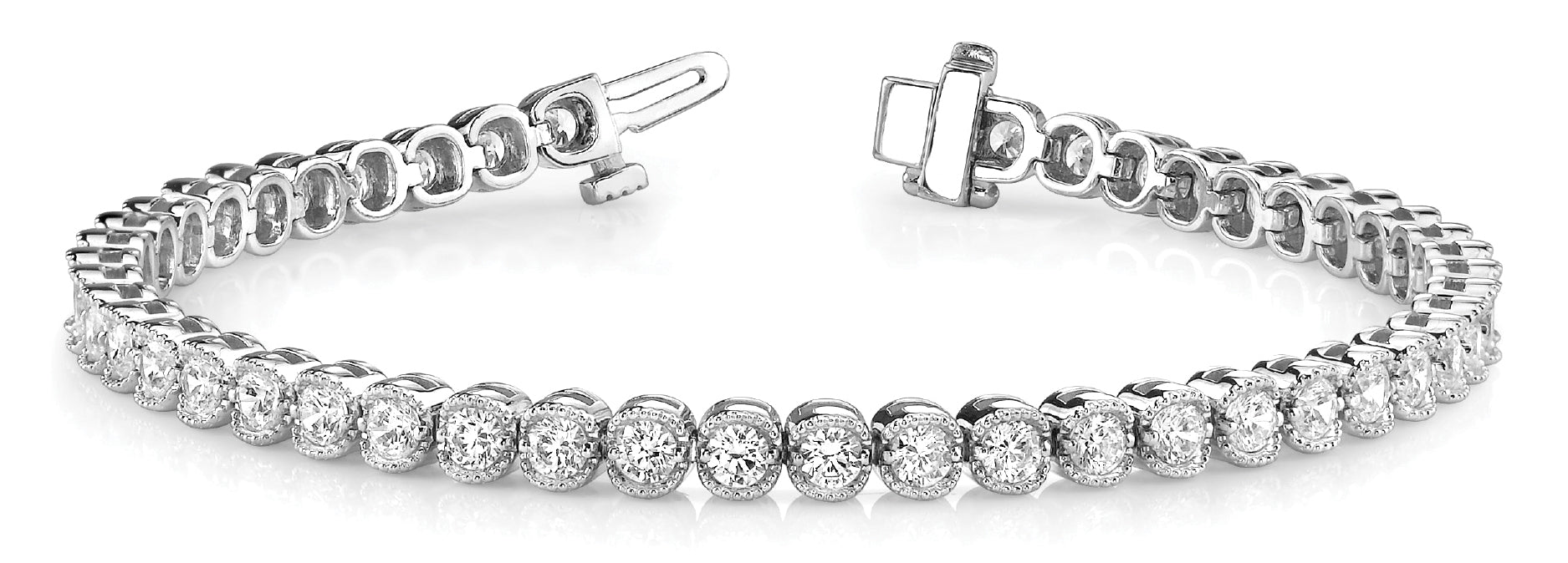 Elegant Bezel-Set Diamond Bracelet with 5 Carat Total Weight in G-H SI1-SI2 Quality