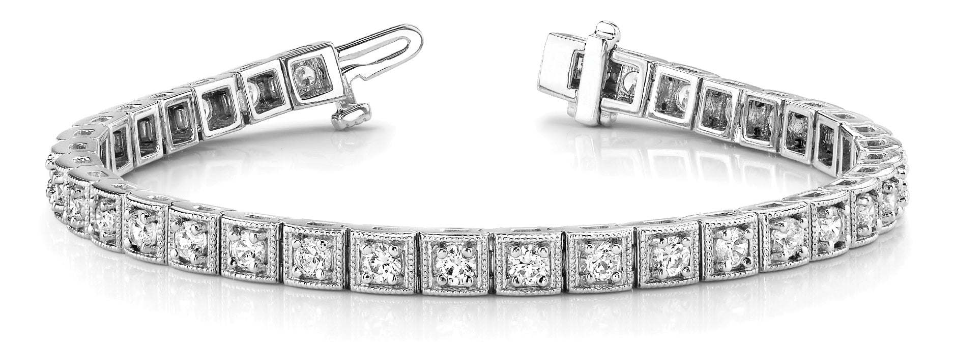 Vintage-Inspired Diamond Bracelet with 3.85 Carat Total Weight in G-H SI1-SI2 Quality