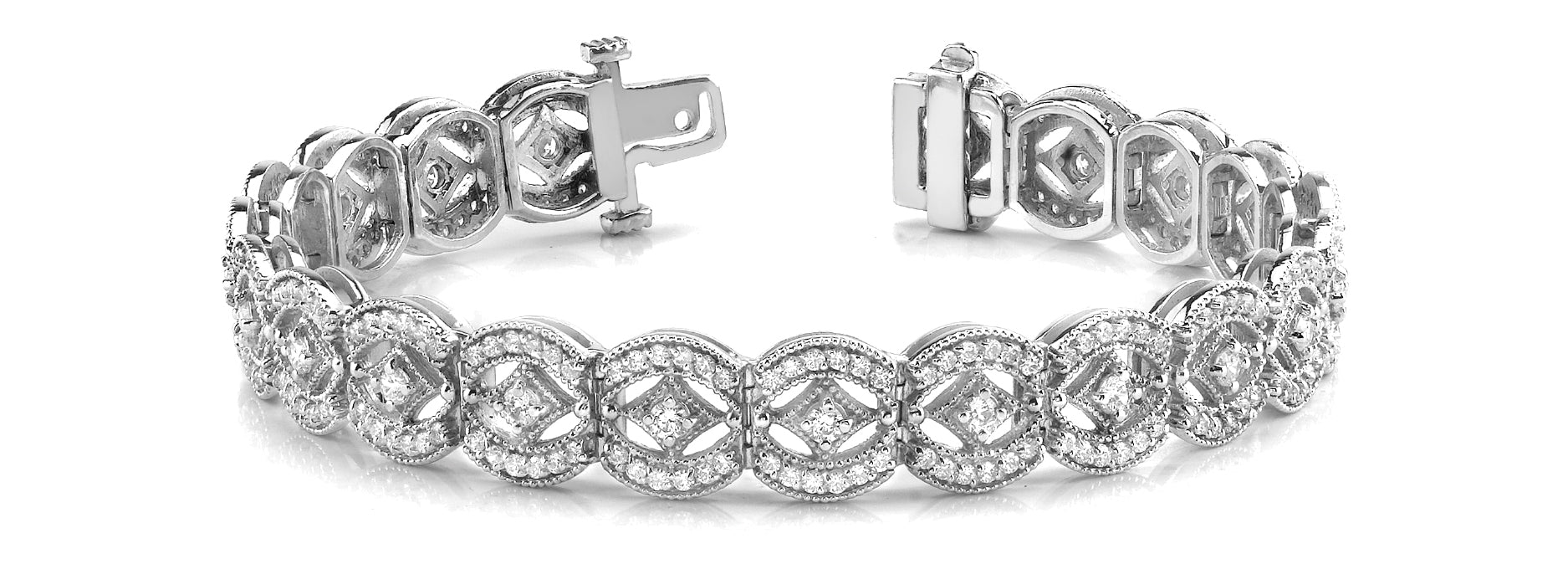 Vintage-Inspired Diamond Bracelet with 4.20 Carat Total Weight SI1-SI2 G-H Quality Stones