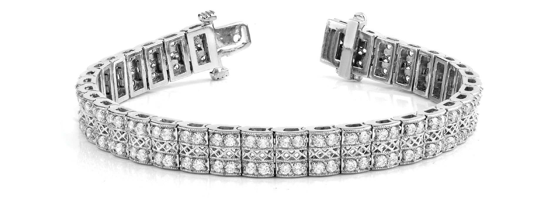 Elegant Multi-Row Diamond Bracelet with 5.58 Carats SI1-SI2 G-H Diamonds