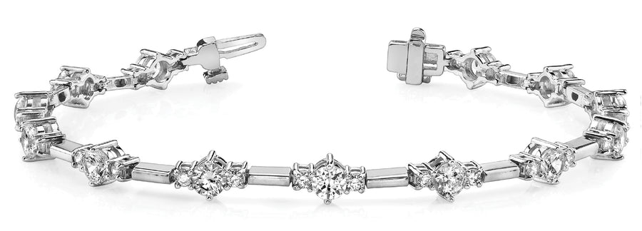 Elegant Three Carat Total Weight Diamond Bracelet with SI1-SI2 G-H Stones