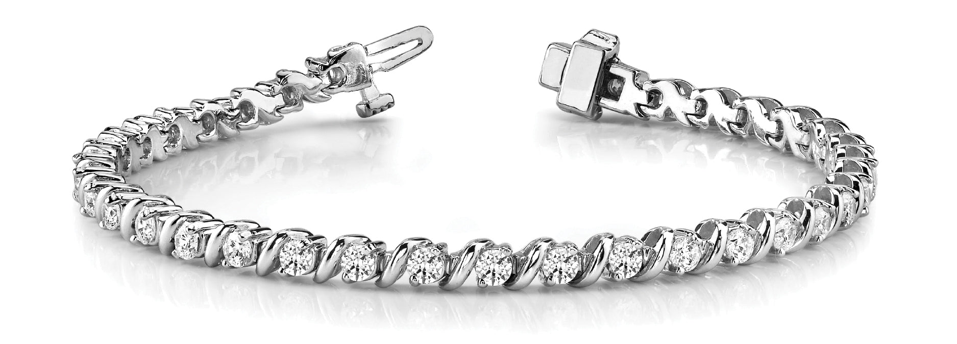 10.34 Carat Total Weight Diamond Line Bracelet in S-Link Design