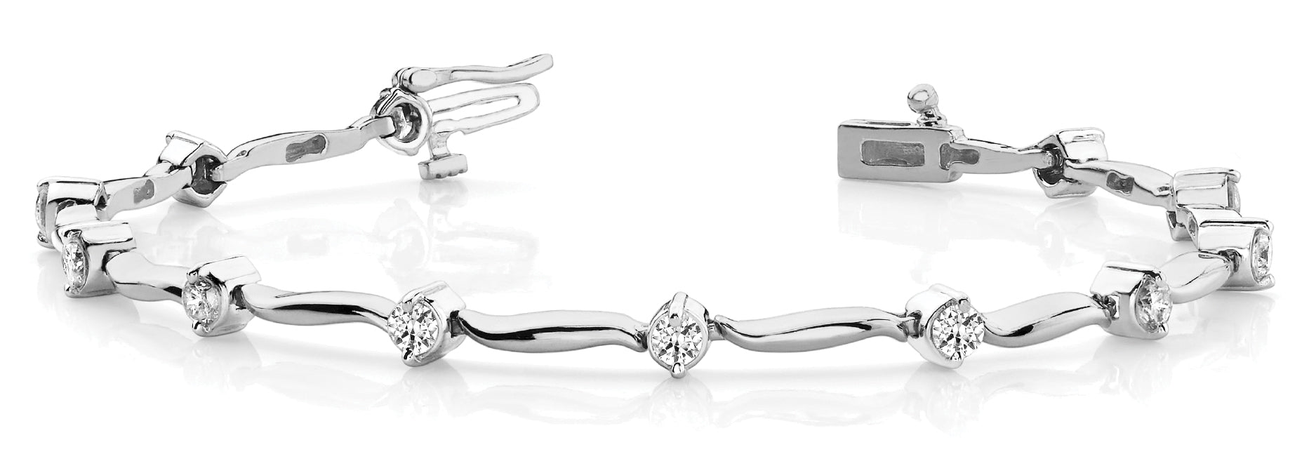 Elegant 1.5 Carat Total Weight Diamond Bracelet with SI1-SI2 G-H Quality Stones