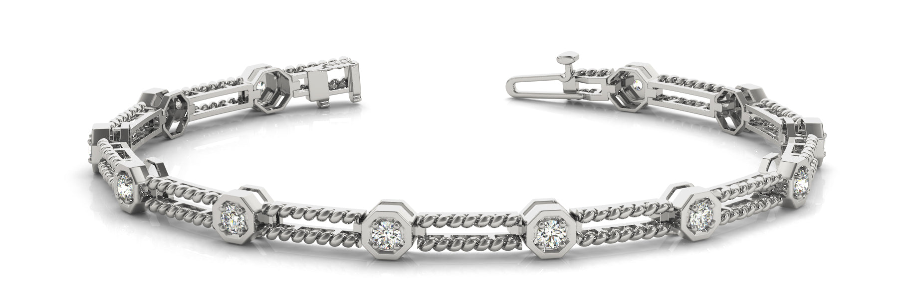 Elegant Diamond Bracelet with 1/4 Carat Total Weight SI1-SI2 G-H Quality Stones