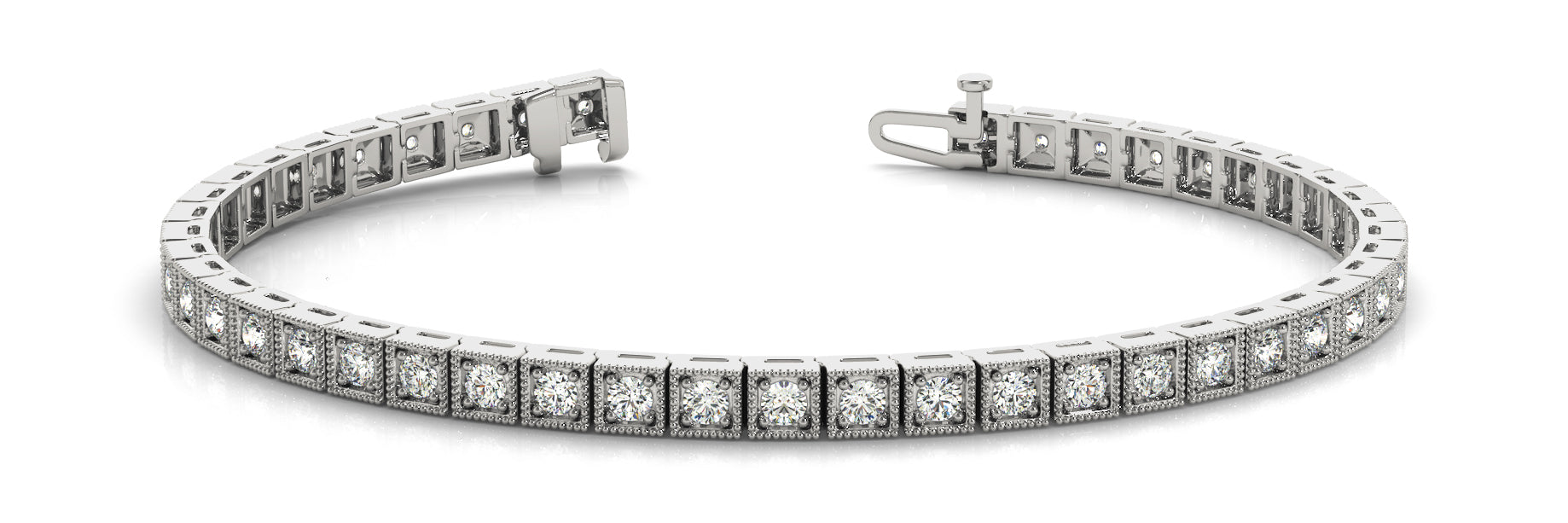 Elegant Prong-Set Diamond Bracelet with 0.90 Carat Total Weight SI1-SI2 G-H Quality Stones