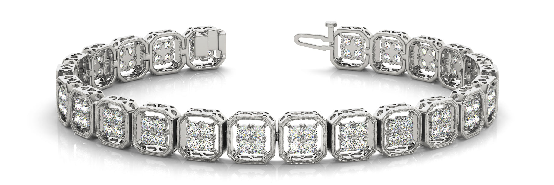 Elegant Diamond Bracelet with 2.88 Carat Total Weight in SI1-SI2 G-H Quality Stones