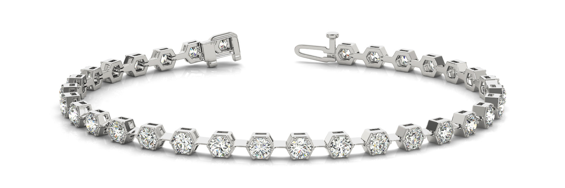 Elegant Prong-Set Diamond Bracelet with 1.60 Carat Total Weight, SI1-SI2 G-H Quality