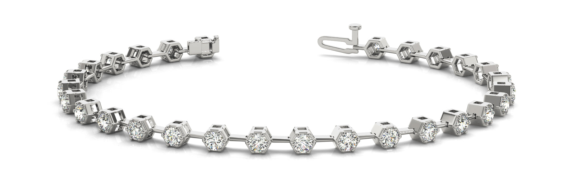 Elegant Prong-Set Diamond Bracelet with 2.52 Carat Total Weight in G-H SI1-SI2 Quality