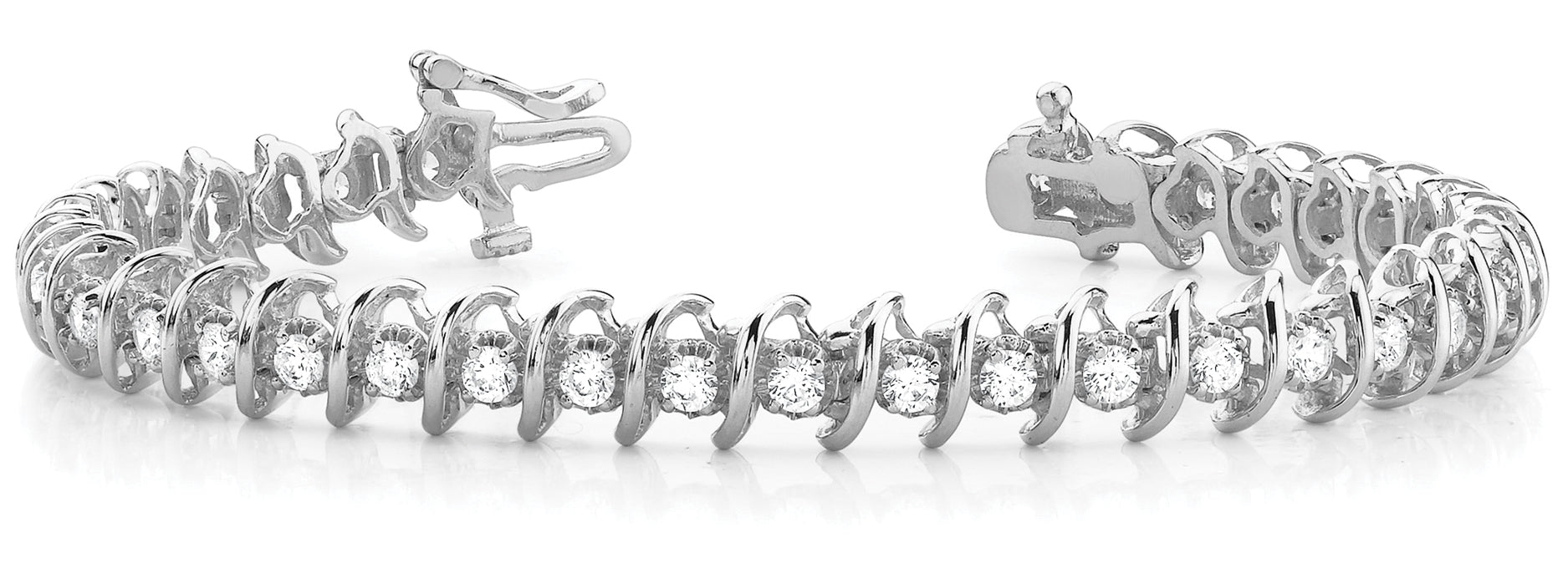 Elegant S-Link Diamond Bracelet with 3 Carat Total Weight SI1-SI2 G-H Diamonds