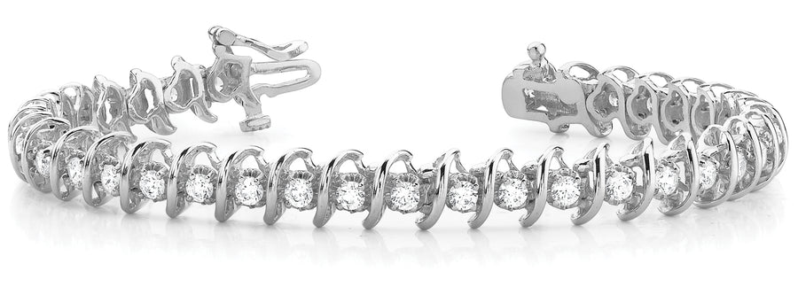 Elegant S-Link Diamond Bracelet with 3 Carat Total Weight SI1-SI2 G-H Diamonds