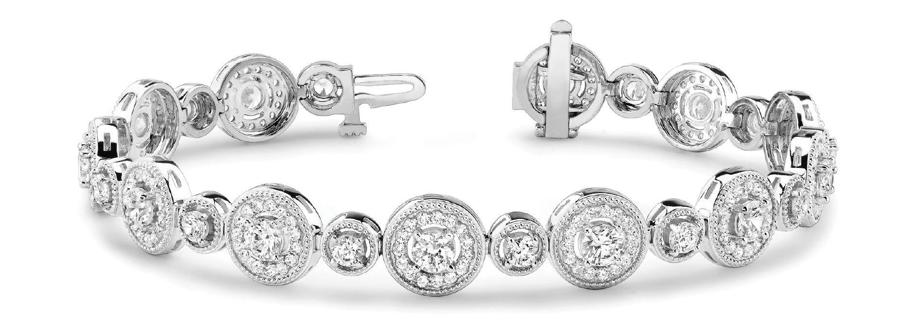 Vintage-Inspired Diamond Bracelet with 5.88 Carat Total Weight in SI1-SI2 G-H Quality Stones
