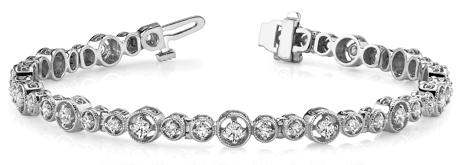 Vintage Diamond Bracelet with 1.82 Carat Total Weight SI1-SI2 G-H Quality Stones
