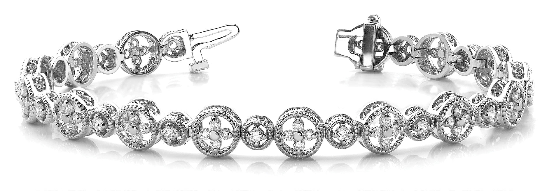 Vintage-Inspired Diamond Bracelet with 2.17 Carat Total Weight SI1-SI2 G-H Quality Stones