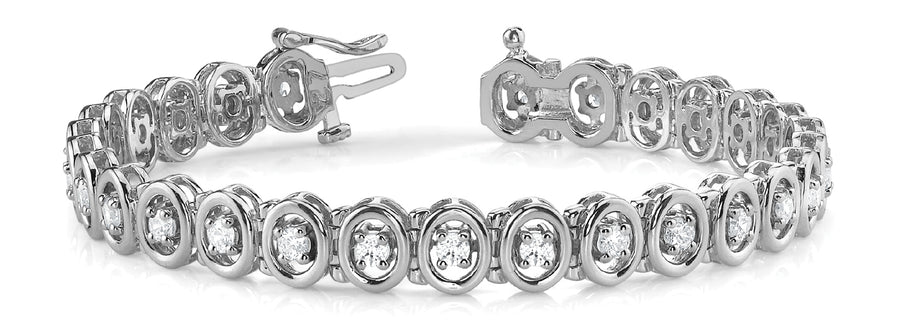 Prong Set Diamond Bracelet with 1.86 Carat Total Weight in SI1-SI2 G-H Quality