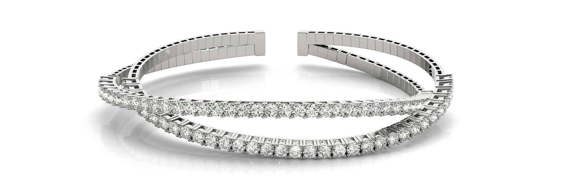 Elegant Multi-Row Diamond Bangle with 3.20 Carat Total Weight, SI1-SI2 G-H Quality