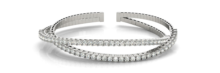 Elegant Multi-Row Diamond Bangle with 3.20 Carat Total Weight, SI1-SI2 G-H Quality