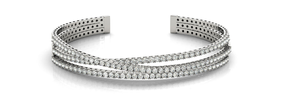 Elegant Multi-Row Diamond Bangle with 3.5 Carat Total Weight in G-H SI1-SI2 Diamonds
