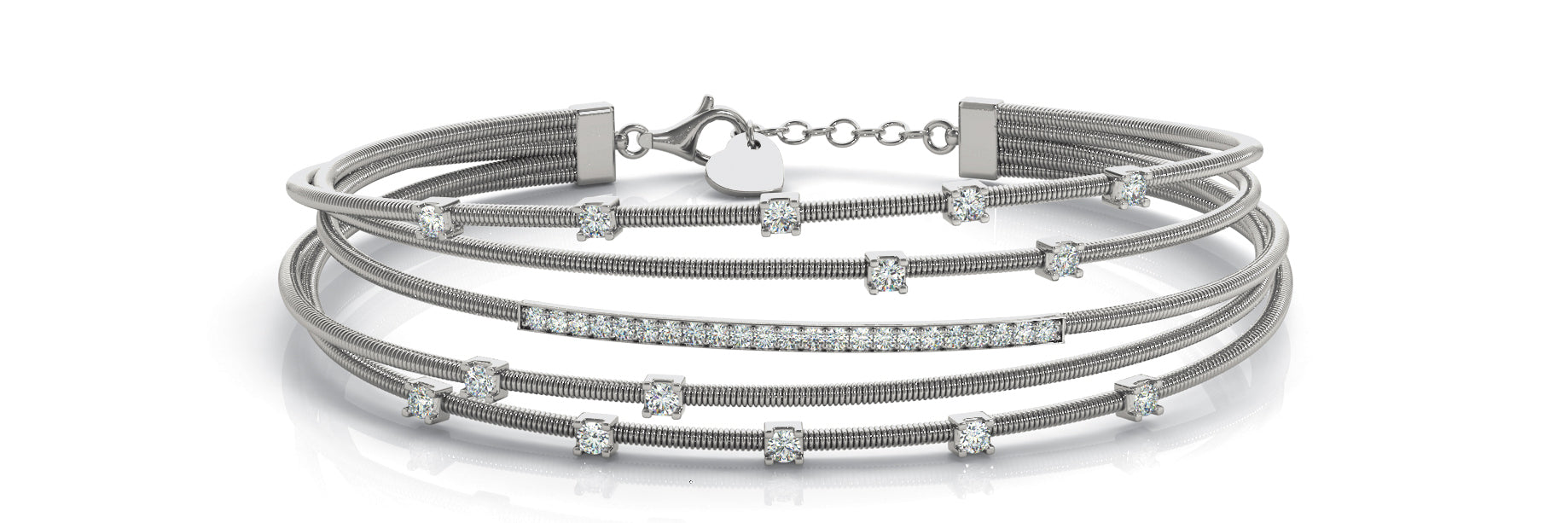 Italian-Made Diamond Bangle with 5/8 Carat Total Weight in SI1-SI2 G-H Quality Diamonds
