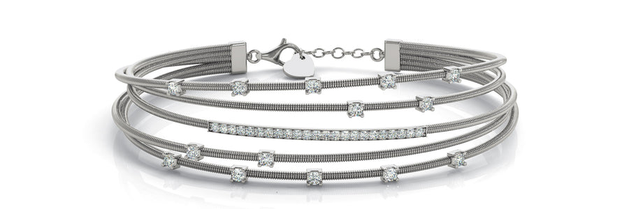 Italian-Made Diamond Bangle with 5/8 Carat Total Weight in SI1-SI2 G-H Quality Diamonds