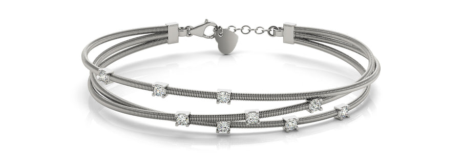 Italian-Made Diamond Bangle with 1/4 Carat Total Weight SI1-SI2 G-H Diamonds