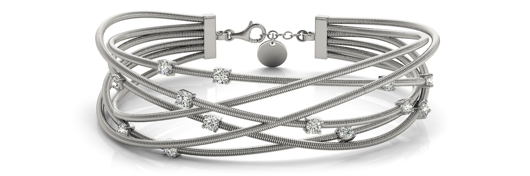 Italian Crafted Diamond Bangle with 0.38 Carat Total Weight SI1-SI2 G-H Diamonds