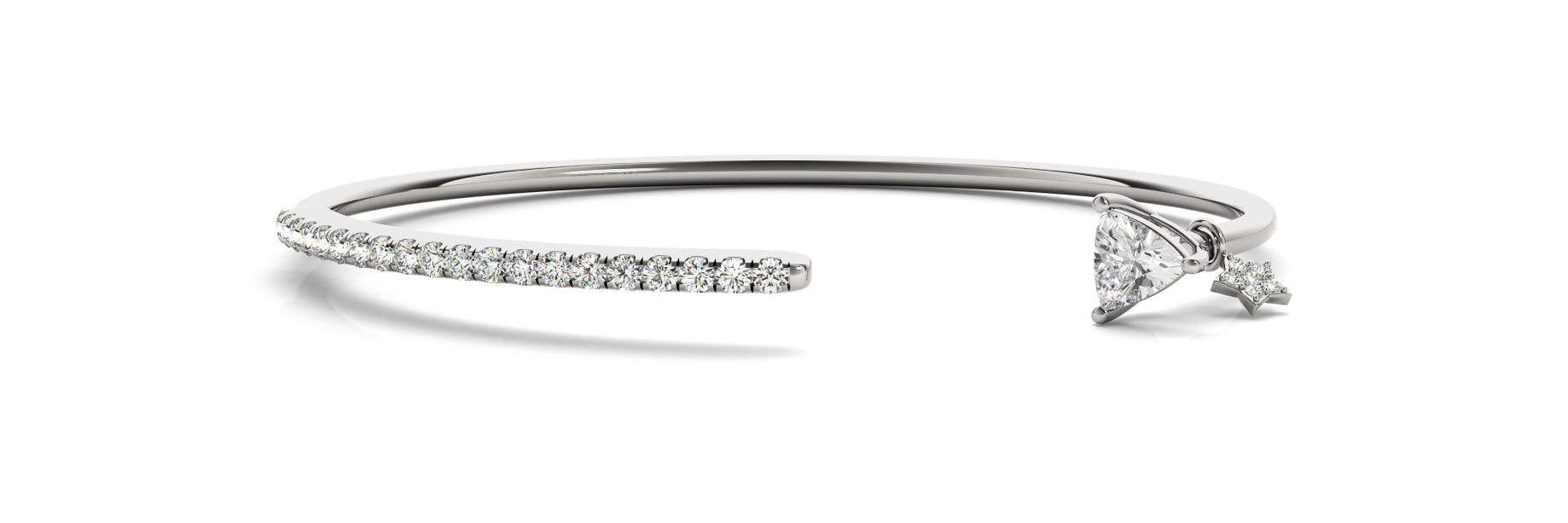 Polished Diamond Bangle with 5/8 Carat Total Weight in G-H Color, SI1-SI2 Clarity