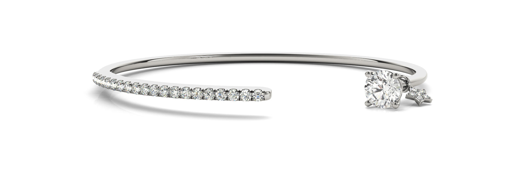 Polished Diamond Bangle Bracelet with 5/8 Carat Total Weight SI1-SI2 G-H Diamonds