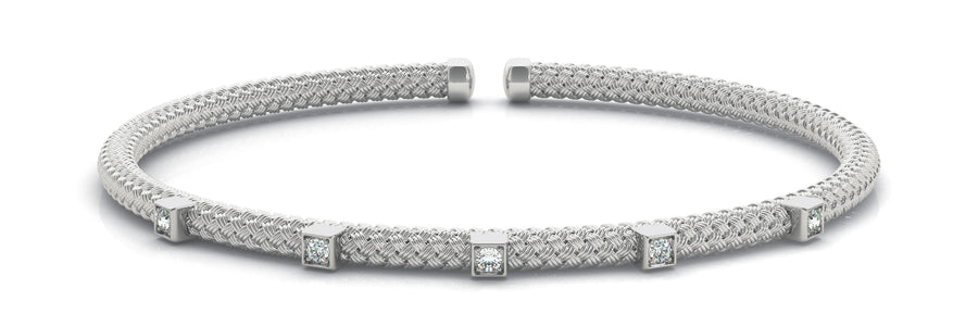 Italian-Made Diamond Bangle with 0.15 Carat Total Weight SI1-SI2 G-H Diamonds