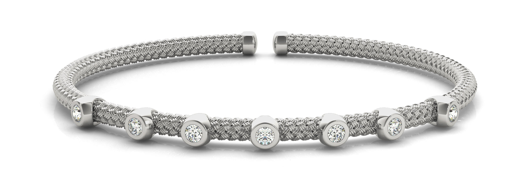 Italian-Made Diamond Bangle Bracelet with 1/3 Carat Total Weight SI1-SI2 G-H Diamonds