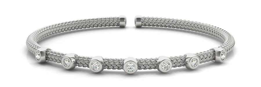 Italian-Made Diamond Bangle Bracelet with 1/3 Carat Total Weight SI1-SI2 G-H Diamonds