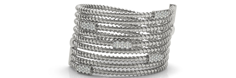 Italian-Made Diamond Bangle with 7/8 Carat Total Weight SI1-SI2 G-H Diamonds