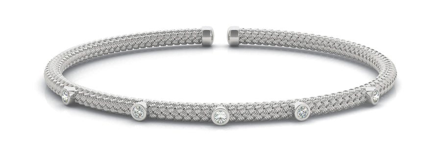 Italian Crafted Diamond Bangle with 1/10 Carat Total Weight SI1-SI2 G-H Diamonds