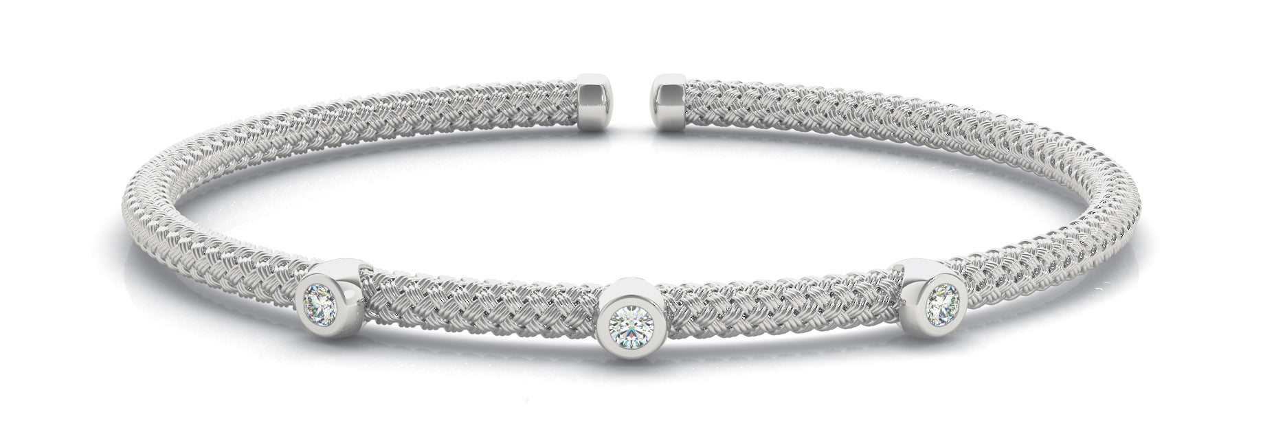 Italian Made Diamond Bangle Bracelet with 0.21 Carat Total Weight SI1-SI2 G-H Diamonds