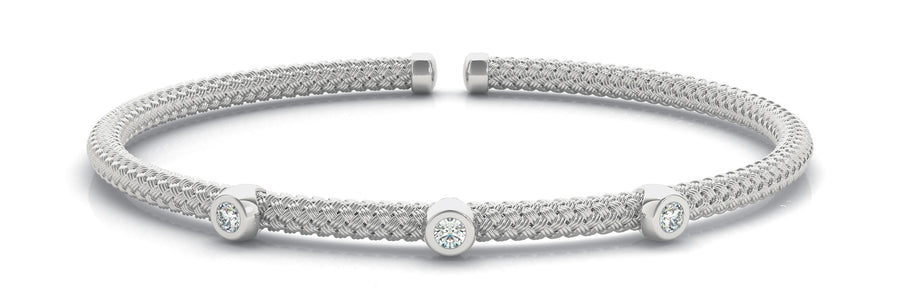 Italian Made Diamond Bangle Bracelet with 0.21 Carat Total Weight SI1-SI2 G-H Diamonds