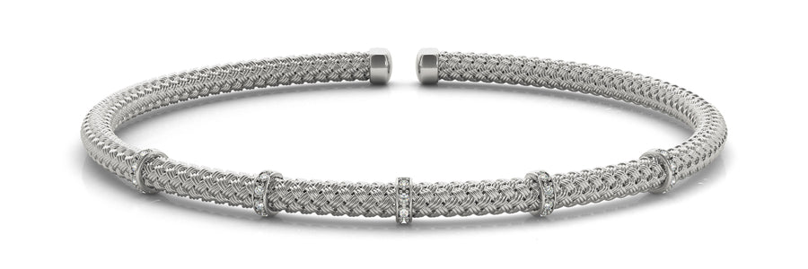 Italian-Made Diamond Bangle with 0.09 Carat Total Weight, SI1-SI2 G-H Quality