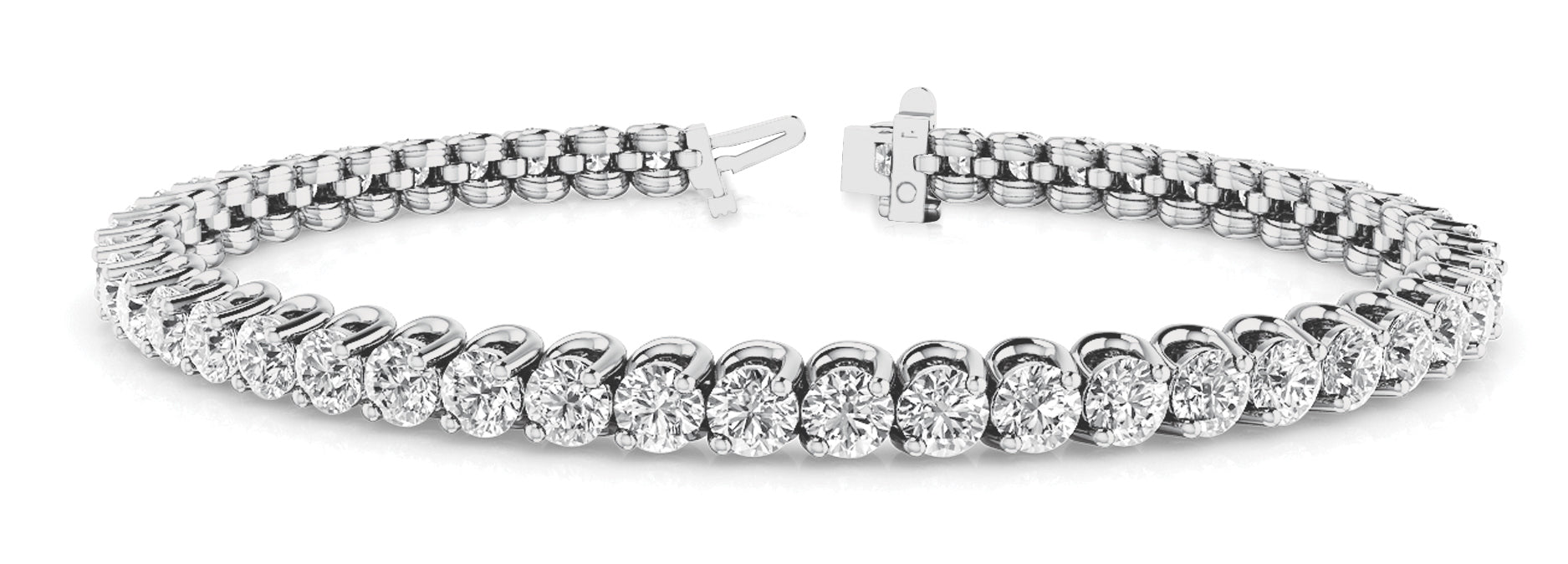 Two-Prong Inline Wire Tennis Bracelet with 2 Carat Total Weight Diamonds, SI1-SI2 Clarity, G-H Color